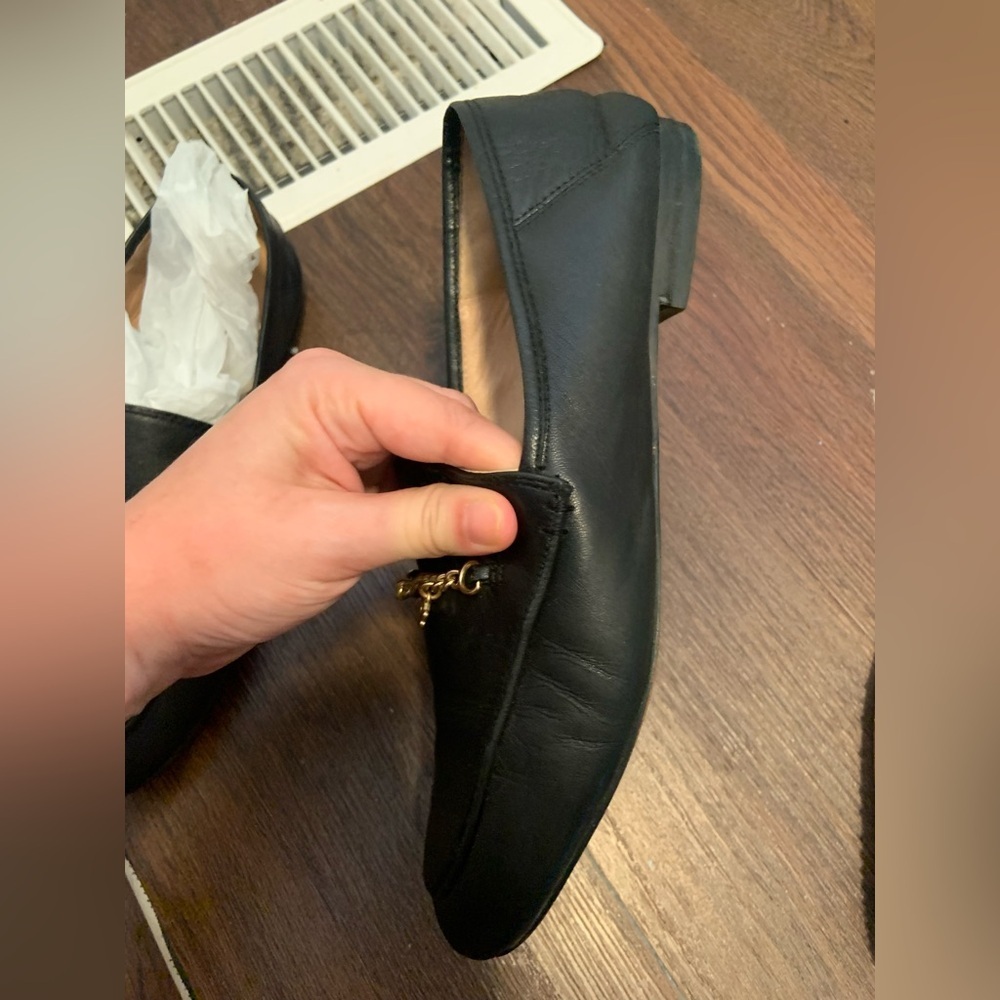 Hanna coach lambs leather loafers logo chain fall black casual classic $280 - Picture 5 of 10